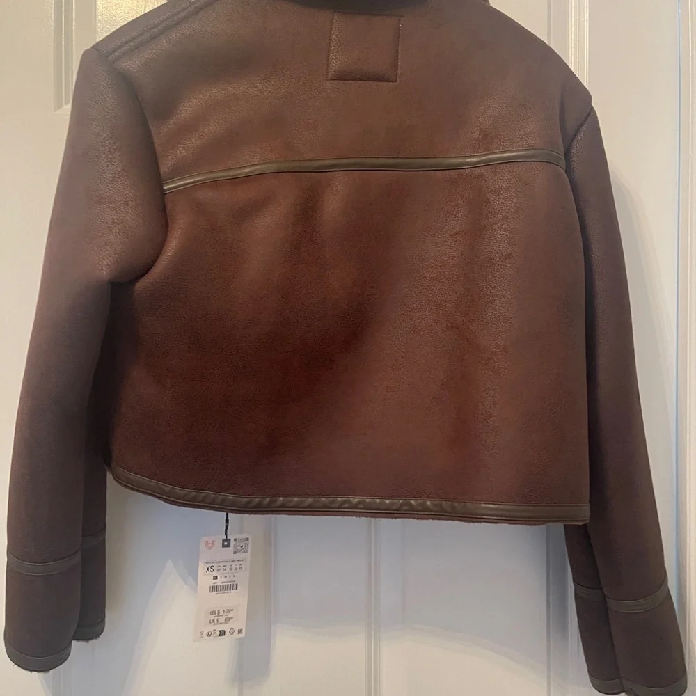 Zara Women's Cropped Aviator Jacket - Picture 4 of 5